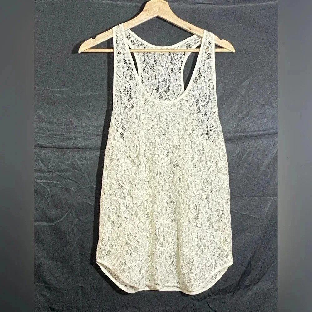 Wilfred women’s cream lace racerback Fairycore bohemian casual lightweight top M